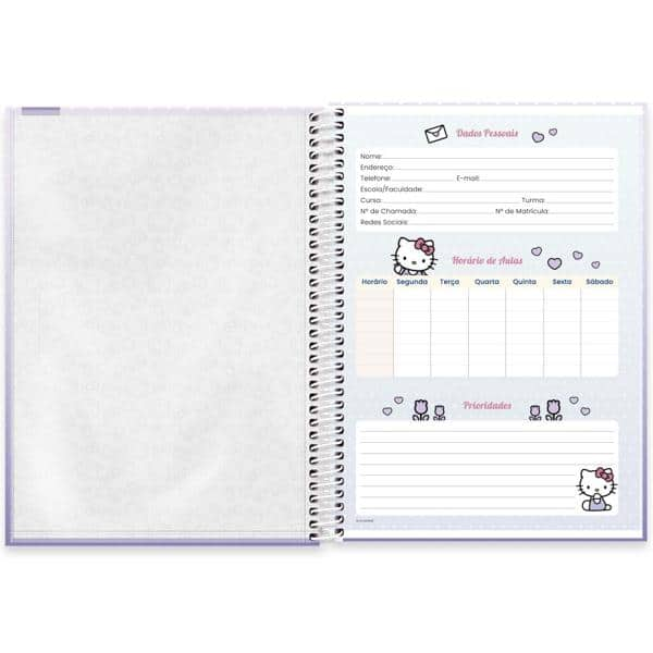 Caderno Universitário Capa Dura, 1 x 1, 80 Folhas, Hello Kitty, 2513660, Spiral Hki - PT 1 UN