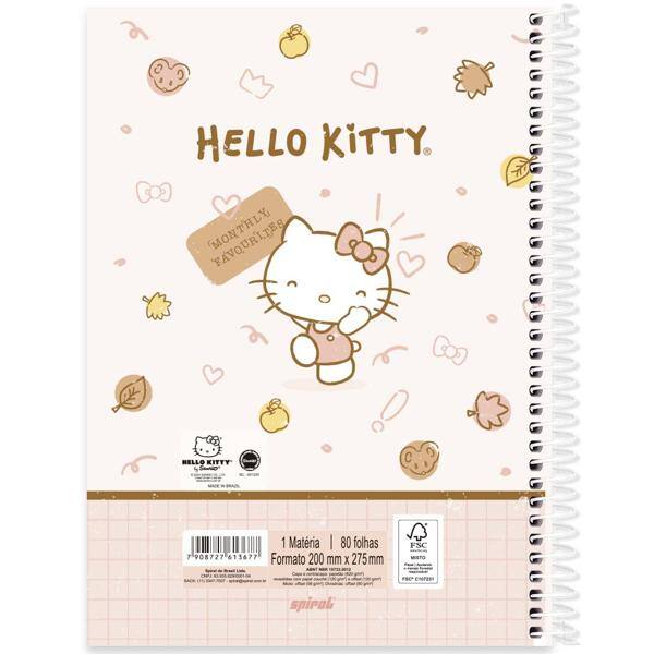 Caderno Universitário Capa Dura, 1 x 1, 80 Folhas, Hello Kitty, 2513677, Spiral Hki - PT 1 UN