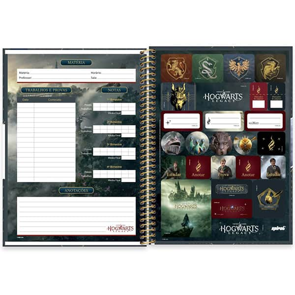 Caderno Universitário Capa Dura, 1 x 1, 80 Folhas, Hogwarts Legacy, 2513332, Spiral Hl - PT 1 UN