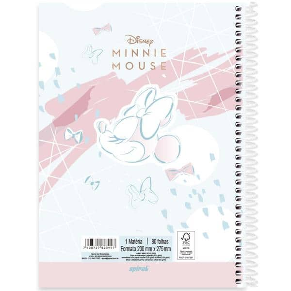 Caderno Universitário Capa Dura, 1 x 1, 80 Folhas, Minnie Style, 2523997, Spiral Mis - PT 1 UN