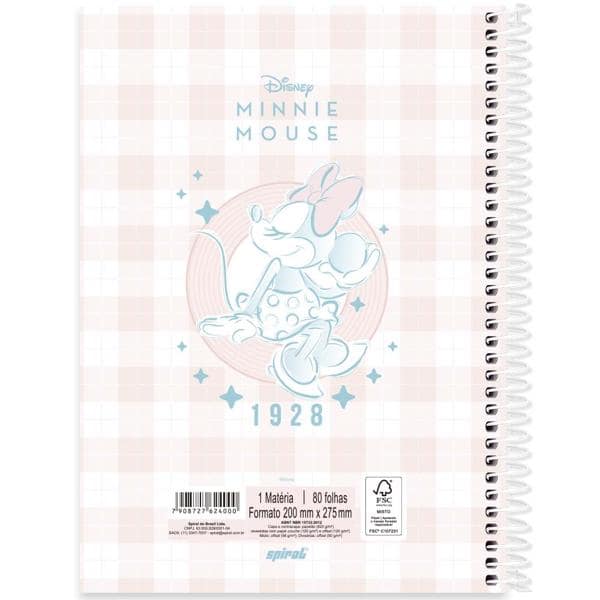 Caderno Universitário Capa Dura, 1 x 1, 80 Folhas, Minnie Disney Style, 2524000, Spiral Mis - PT 1 UN