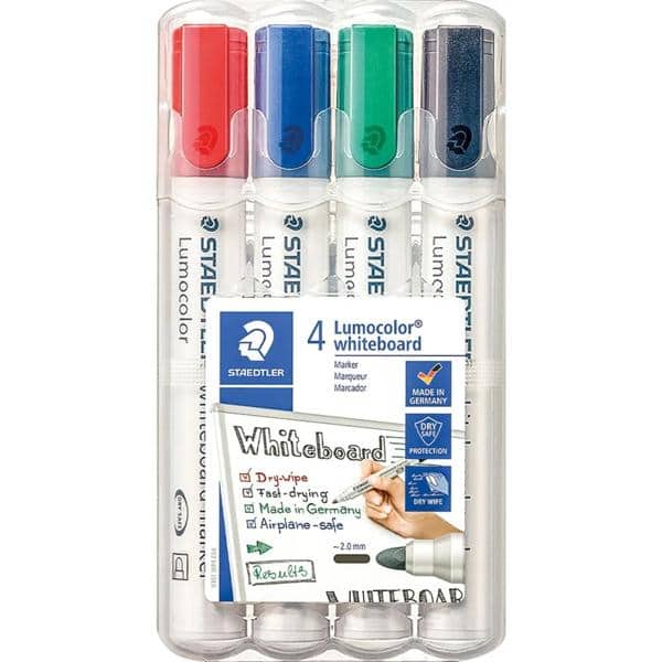 Pincel Marcador Quadro Branco 3,0mm, 4 cores Lumocolor, 351WP402, Staedtler - BT 1 UN