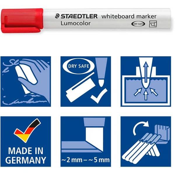 Pincel Marcador Quadro Branco 3,0mm, 4 cores Lumocolor, 351WP402, Staedtler - BT 1 UN