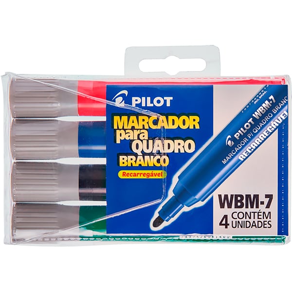 Pincel Marcador Quadro Branco 2,0mm 4 cores, WBM-7, Pilot - BT 4 UN