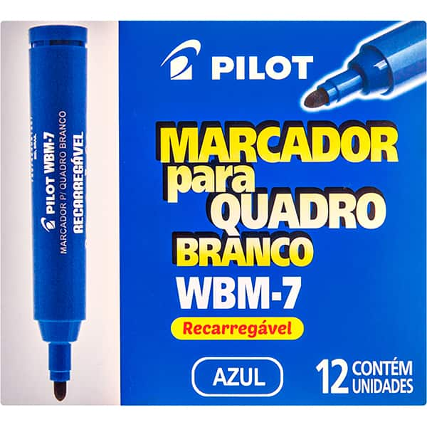 Pincel Marcador Quadro Branco WBM-7, Azul, CX012AZ, Pilot - CX 12 UN