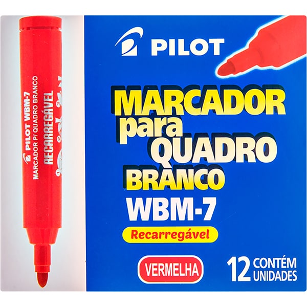 Pincel quadro branco WBM-7, Vermelho, CX012VM, Pilot - CX 12 UN