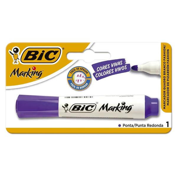 Pincel Marcador Quadro Branco BIC Marking, Cor Fashion Roxa, Ponta Redonda de 2.0mm, 930089 - BT 1 UN