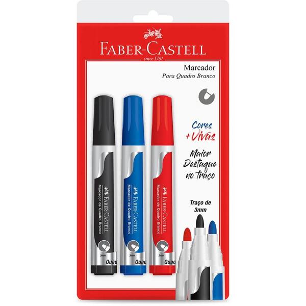 Pincel Marcador Quadro Branco 3 Cores Faber-Castell BT 1 UN Pincel Marcador Quadro Branco 3 Cores Faber-Castell BT 1 UN