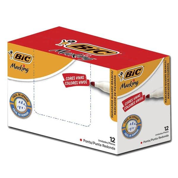 Pincel quadro branco 2,0mm vermelho 904402 Bic PT 12 UN