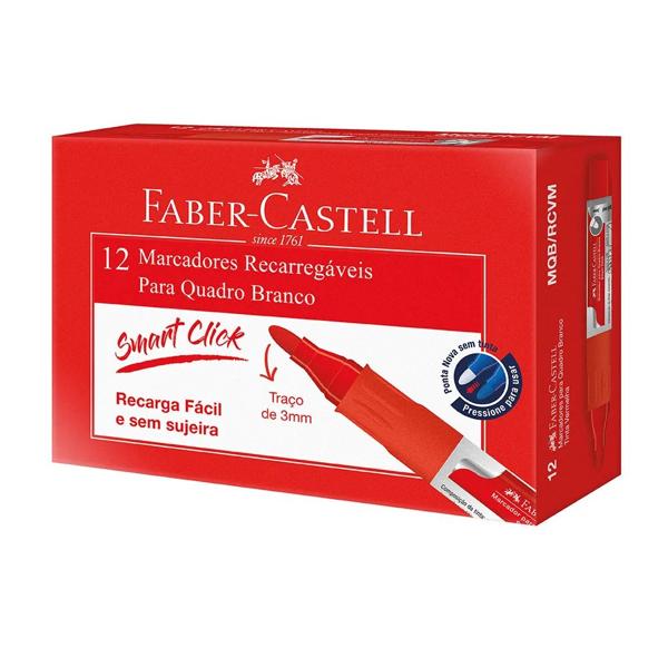 Pincel Marcador Quadro Branco Recarregável Vermelho Faber-Castell CX 12 UN Pincel Marcador Quadro Branco Recarregável Vermelho Faber-Castell CX 12 UN