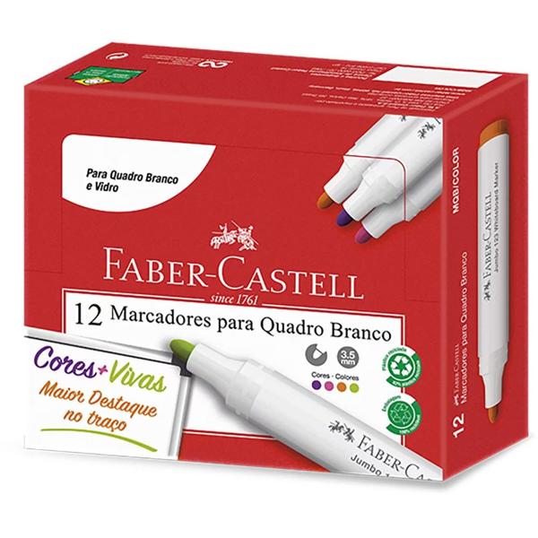 Pincel para quadro branco, 3,5mm, 4 cores, Faber-Castell - CX 12 UN Pincel para quadro branco, 3,5mm, 4 cores, Faber-Castell - CX 12 UN