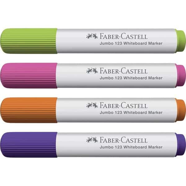 Pincel para quadro branco, 3,5mm, 4 cores, Faber-Castell - CX 12 UN