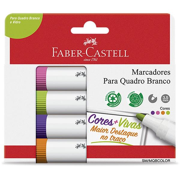 Pincel para quadro branco, 4 cores, Faber-Castell - BT 1 UN Pincel para quadro branco, 4 cores, Faber-Castell - BT 1 UN