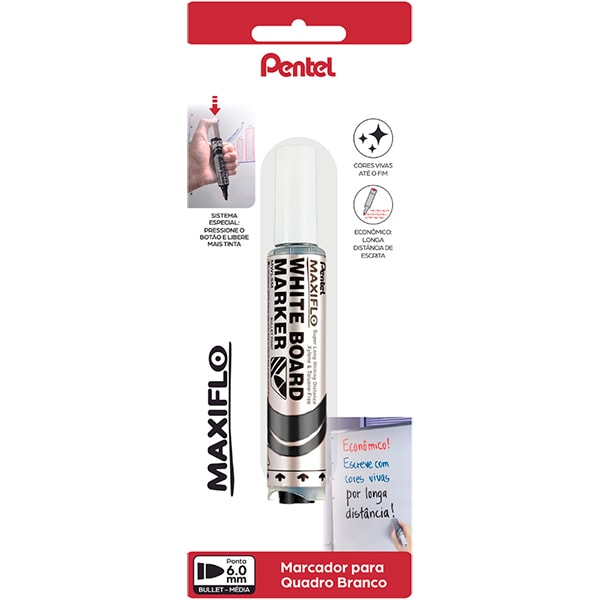 Pincel para quadro branco, Preto, SM/MWL5M-A, Pentel - BT 1 UN