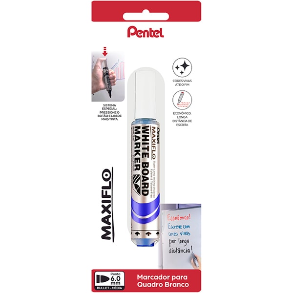 Pincel para quadro branco, Azul, SM/MWL5M-C, Pentel - BT 1 UN