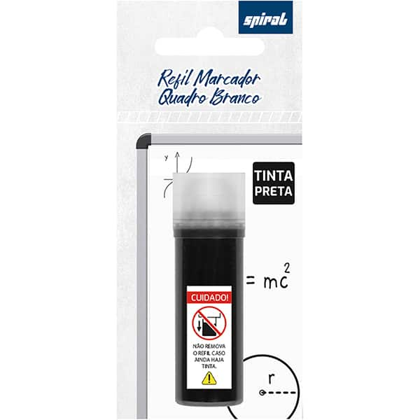 Refil de tinta para pincel quadro branco, 3,0mm, Preto, G206T, Spiral - PT 1 UN