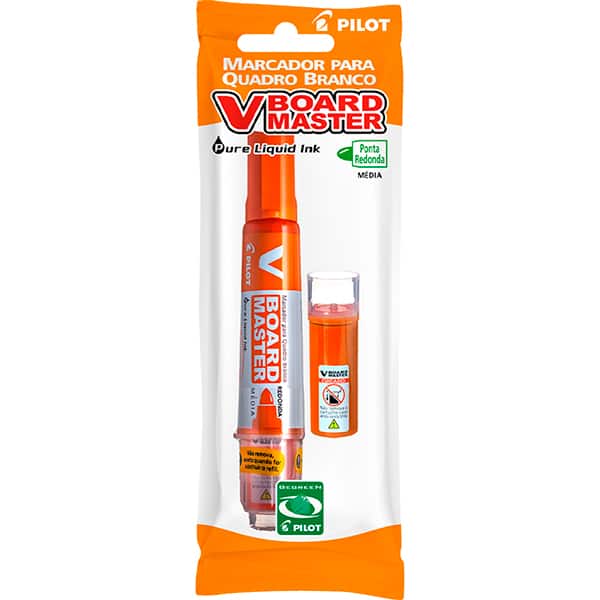 Pincel para quadro branco recarregável, Laranja, Ponta de 2,3mm, Pilot - BT 1 UN