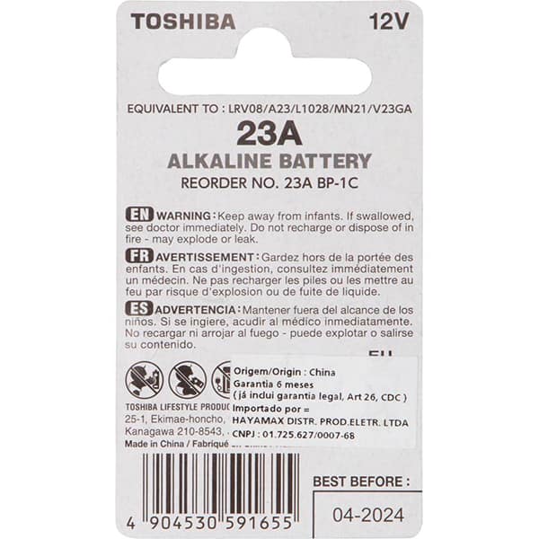 Pilha alcalina 23A, 12v, 75265, Toshiba - BT 1 UN Pilha alcalina 23A, 12v, 75265, Toshiba - BT 1 UN