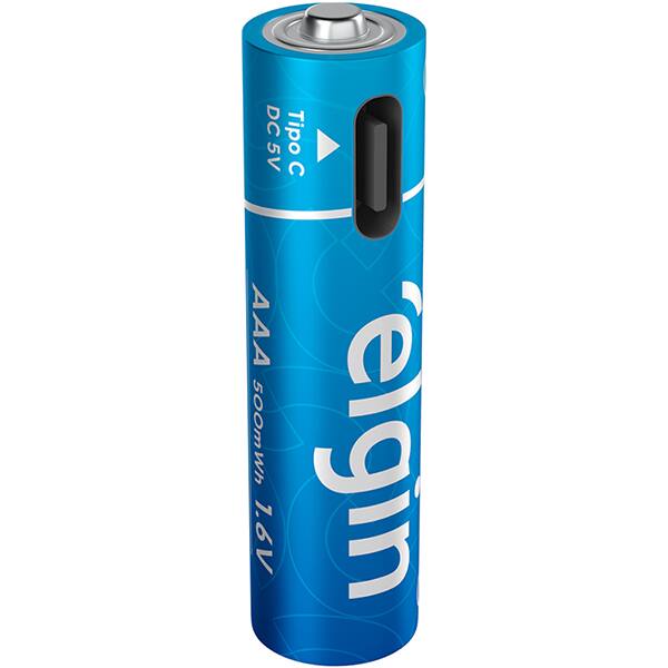 Pilha recarregável AAA 500mAh tipo-C ELE000000082428 Elgin BT 2 UN