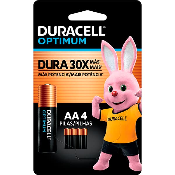 Pilha Alcalina Duracell Pequena AA, Optimum - BT 4 UN
