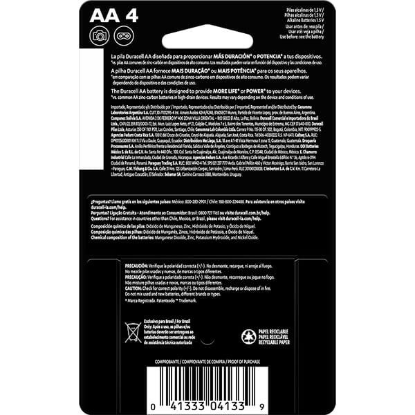 Pilha Alcalina Duracell Pequena AA, Optimum - BT 4 UN