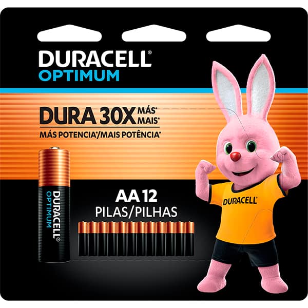Pilha Alcalina Duracell Pequena AA, Optimum - BT 12 UN