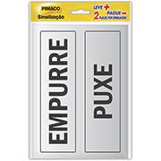Placa p/ sinalização 6,5x20 empurre/puxe 891724 Pimaco PT 2 UN