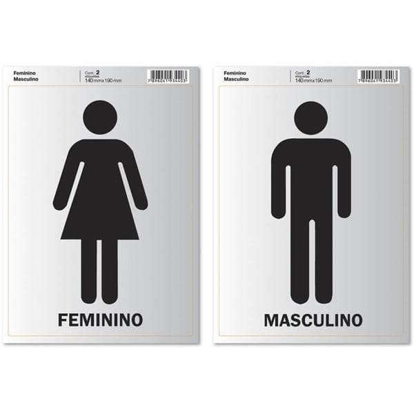 Placa p/ sinalização 14x19 feminino/masculino 891740 Pimaco PT 2 UN