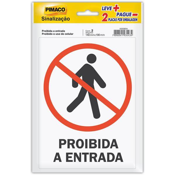 Placa p/ sinalização 14x19 proibida entrada/celular 891743 Pimaco PT 2 UN