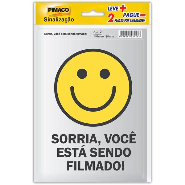 Placa p/ sinalização 14x19 sorria 891745 Pimaco PT 2 UN