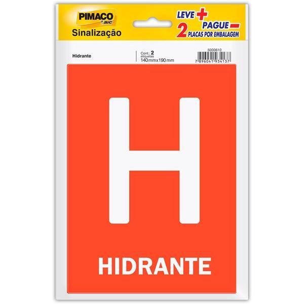 Placa p/ sinalização 14x19 hidrante 891749 Pimaco PT 2 UN