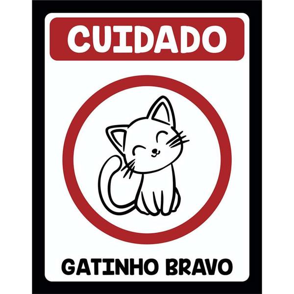 Placa decorativa Gatinho Bravo 245 Legião Nerd BT 1 UN