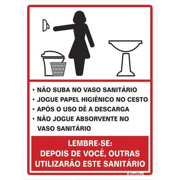 Placa para sinalização procedimentos sanitário feminino 15x20, 030AC, Sinalize - BT 1 UN