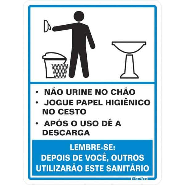 Placa para sinalização procedimentos sanitário masculino 15x20, 030AD, Sinalize - BT 1 UN