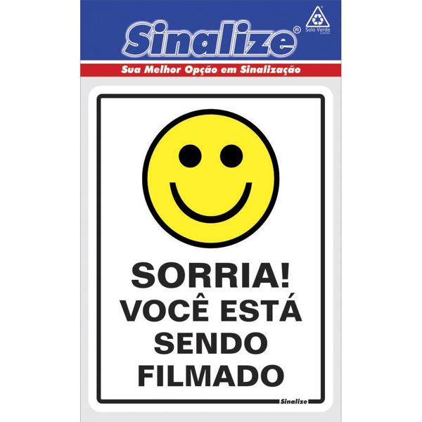 Placa para sinalização Sorria! Você está sendo filmado 15x20, 030AE, Sinalize - BT 1 UN