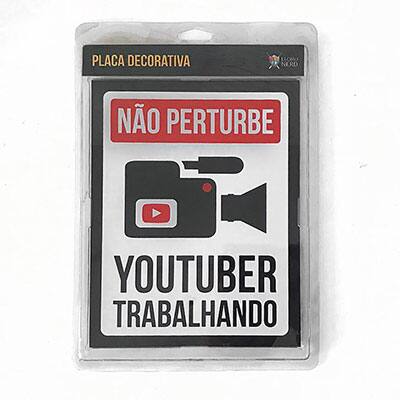 Placa decorativa YouTuber Trabalhando 237 Legião Nerd BT 1 UN