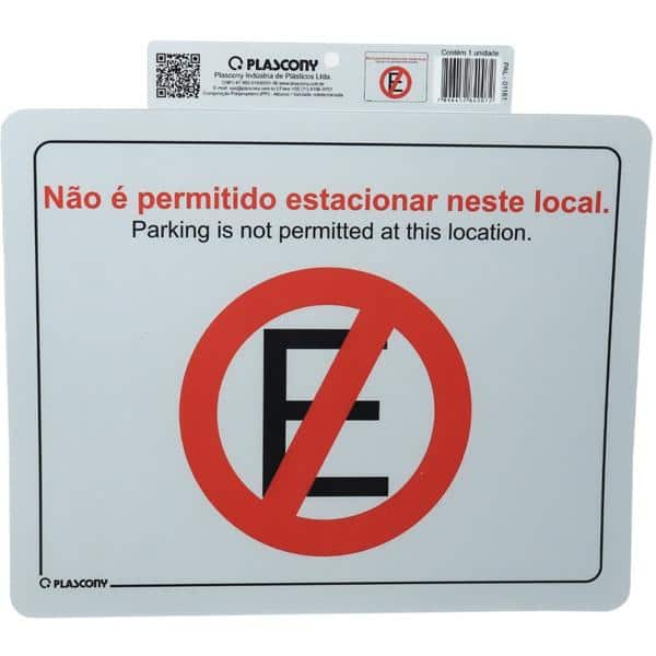Placa p/sinaliz. Proibido estacionar PAL-01161 Plascony PT 1 UN