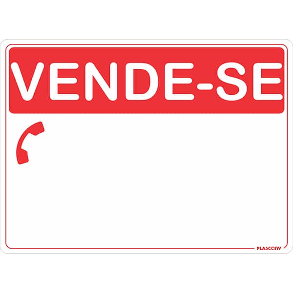 Placa para sinalização, Vende-se, 20 x 30cm, PAL-01391, Plascony - PT 1 UN