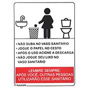 Placa para sinalização, Procedimento sanitário feminino, 15 x 20, PAL-01409, Plascony - PT 1 UN