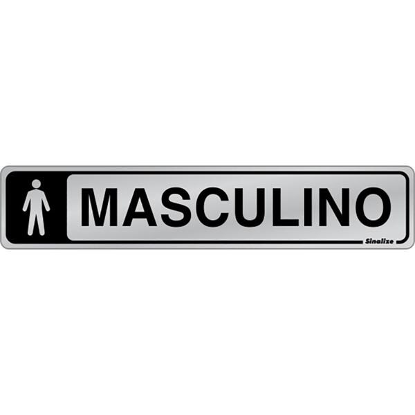 Placa para sinalização 5x25 banheiro masculino, 100DO, Sinalize - CA 1 UN