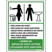 Placa para sinalização 15x20 procedimento sanitário unissex, 030AJ, Sinalize - CT 1 UN