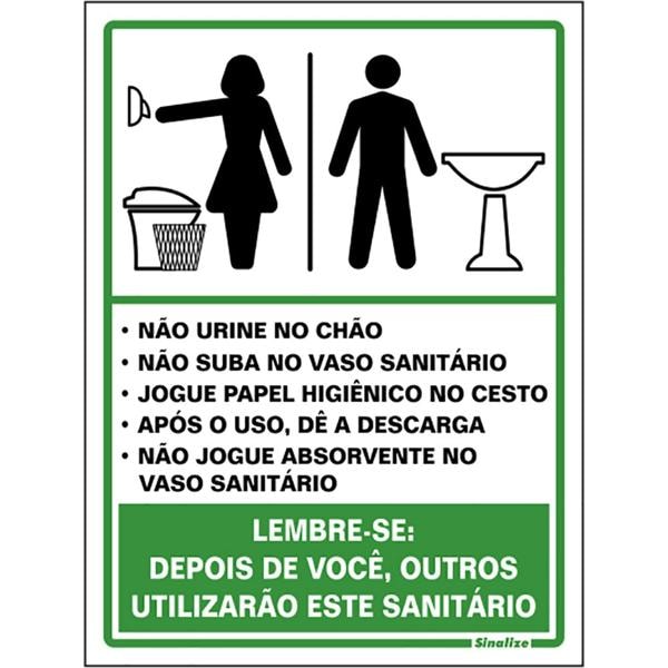 Placa para sinalização 15x20 procedimento sanitário unissex, 030AJ, Sinalize - CT 1 UN