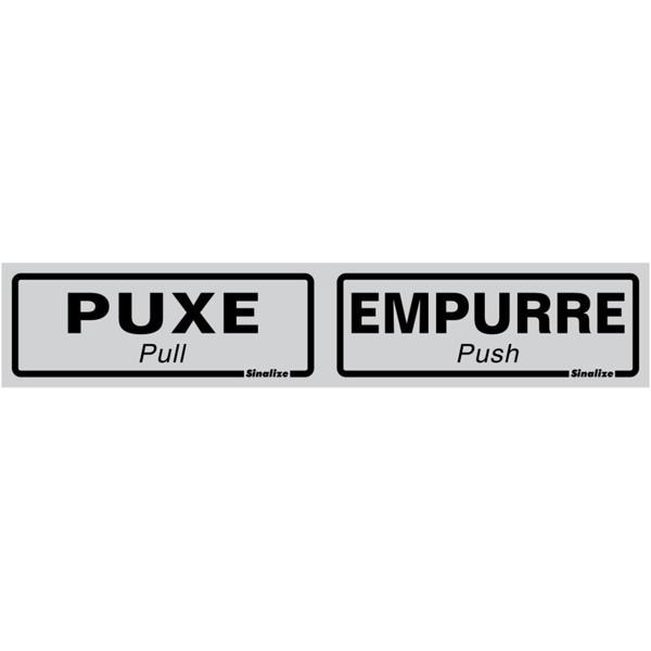 Placa para sinalização, Puxe e empurre, 12,5x4,8, 620AA, Sinalize - CT 1 UN