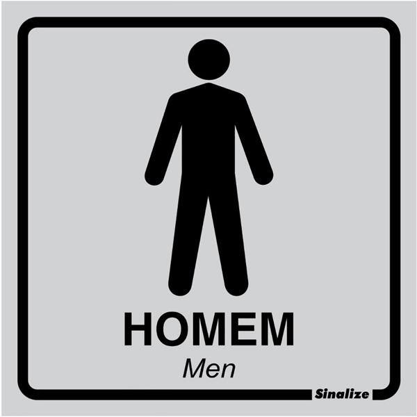Placa para sinalização, Sanitário Masculino 14,5x14,5 630AB, Sinalize - CA 1 UN