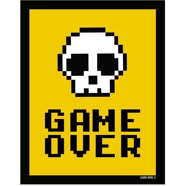 Placa decorativa, Game Over Skull, PL457, Legião Nerd - BT 1 UN