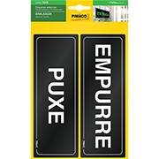 Placa para sinalização adesiva, Empurre/ Puxe, 67,5 x 185mm, 970959, Pimaco - PT 1 UN