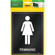 Placa para sinalização adesiva, Banheiro Feminino, 138 x 185mm, 970966, Pimaco - PT 1 UN