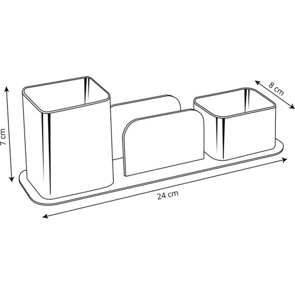 Porta Objetos, Canetas, Clips e Lembrete Home Office, Cristal, Dello - CX 1 UN