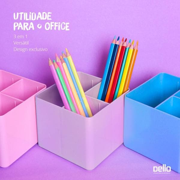 Organizador de mesa rosa pastel com 3 divisórias 3020.WP.00 Dello 1 UN