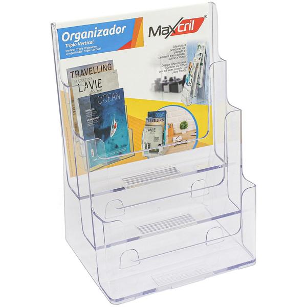 Organizador de escritório triplo vertical cristal 10170032 Maxcril CX 1 UN